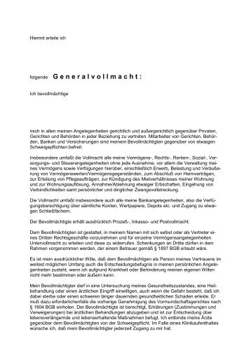 Generalvollmacht 2 - gut versichert