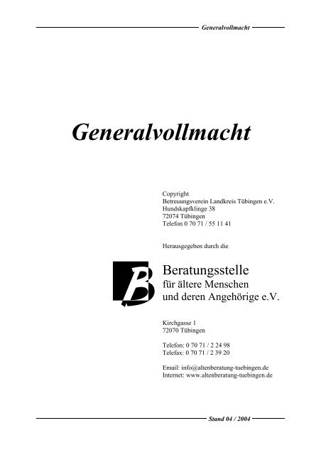 Generalvollmacht Gut Versichert