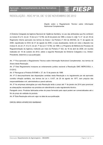 ok -rdc 54 - regulamento  técnico  sobre  informação - 12 de novembro de 2012