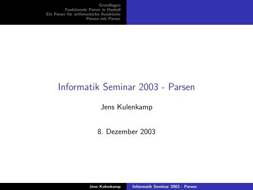 Informatik Seminar 2003 - Parsen