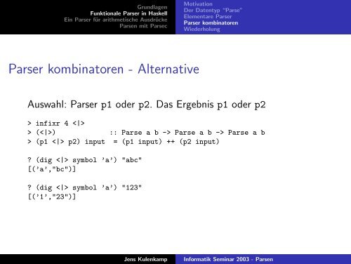 Informatik Seminar 2003 - Parsen