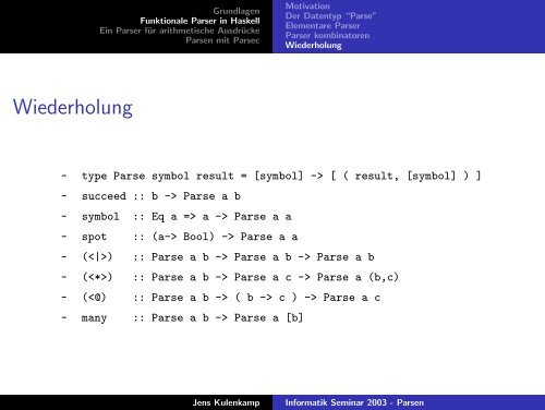 Informatik Seminar 2003 - Parsen