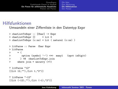 Informatik Seminar 2003 - Parsen