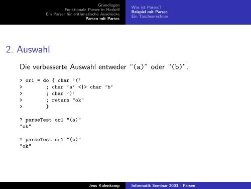 Informatik Seminar 2003 - Parsen