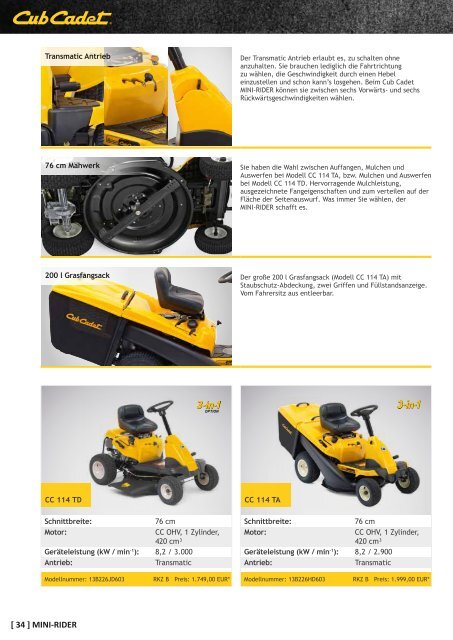 Cub Cadet katalog 2016 DE