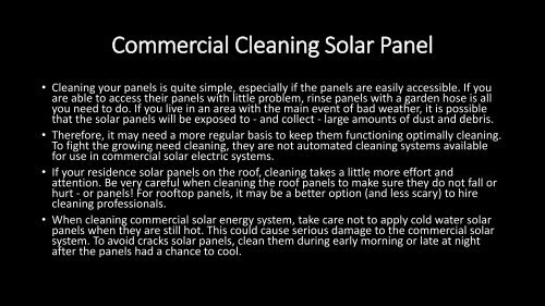 Maintaining commercial solar system