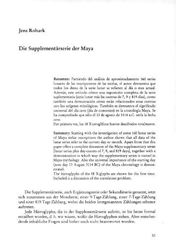 Jens Rohark Die Supplementärserie der Maya