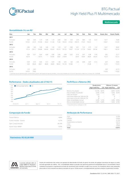 BTG Pactual High Yield Plus FI Multimercado