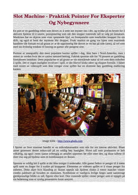Slot Machine - Praktisk Pointer For Eksperter Og Nybegynnere