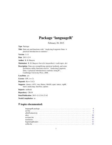 Package ‘languageR’