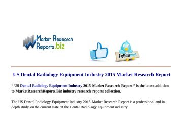  US Dental Radiology Equipment Industry 2015 Market Research Report 