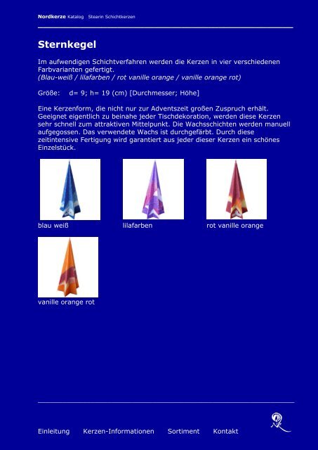 Nordkerze Sortimentskatalog Stearinkerzen