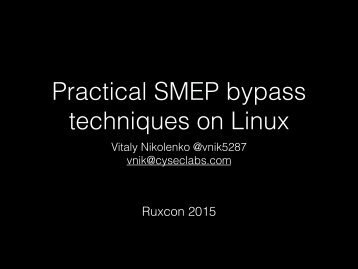 Practical SMEP bypass techniques on Linux