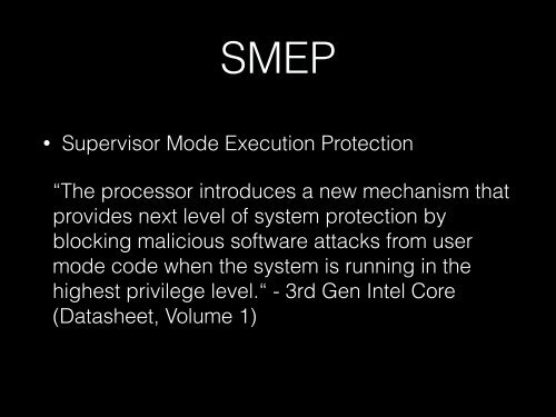 Practical SMEP bypass techniques on Linux