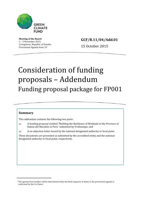 proposals – Addendum