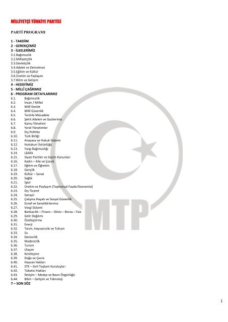 MİLLİYETÇİ TÜRKİYE PARTİSİ 1