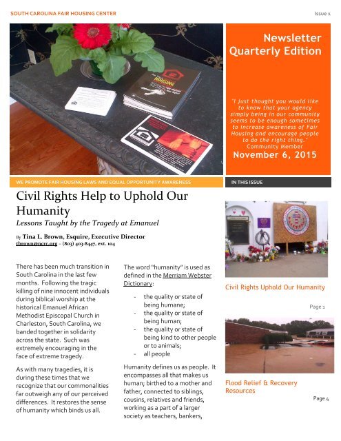 Newsletter - Quarterly Edition - November 2015