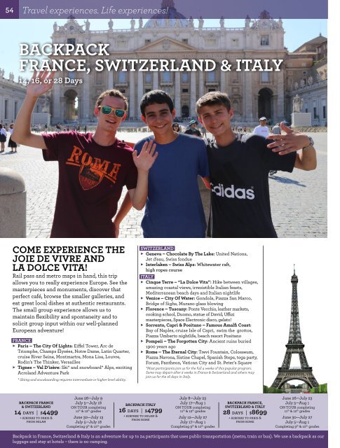 360 Student Travel Brochure: Summer 2016