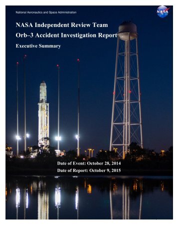 NASA Independent Review Team Orb–3 Accident Investigation Report