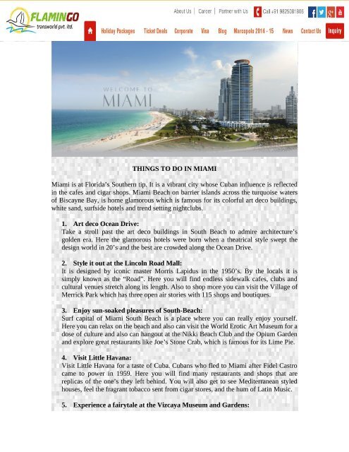 THINGS TO DO IN MIAMI