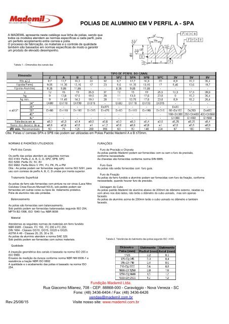 POLIAS DE ALUMÍNIO EM V PERFIL A - SPA