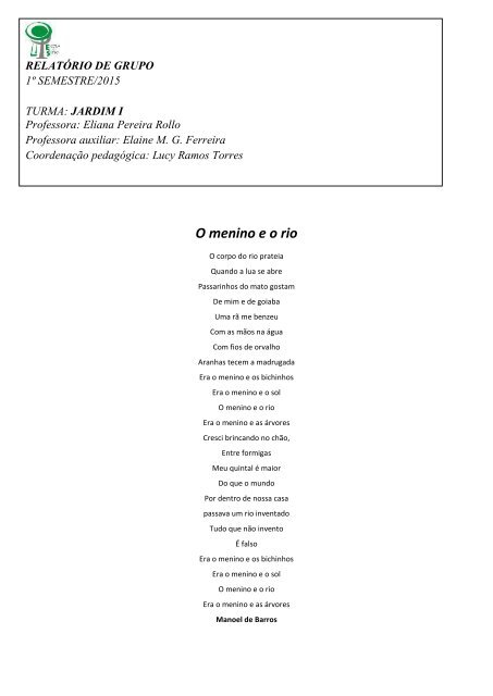 O Menino E O Rio o menino e o rio