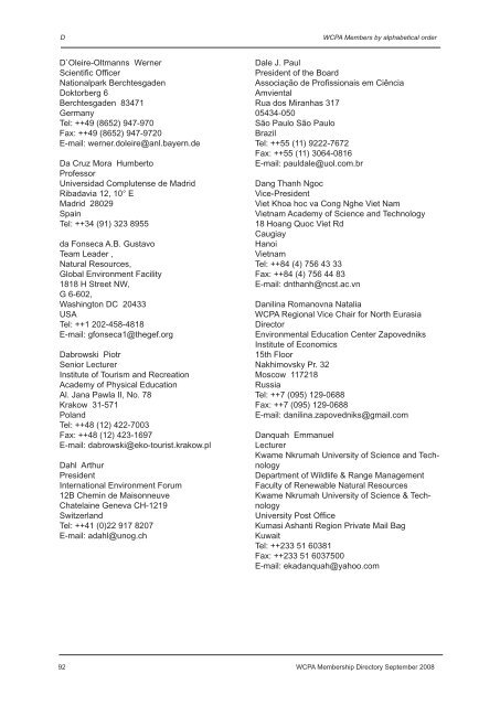 IUCN / WCPA Membership Directory