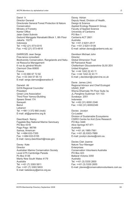 IUCN / WCPA Membership Directory