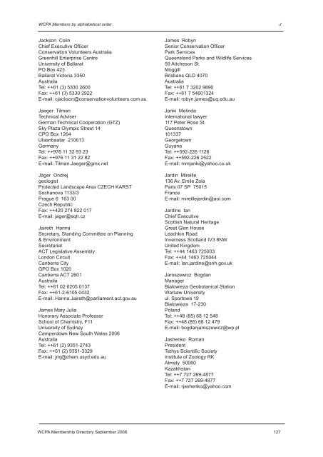 IUCN / WCPA Membership Directory