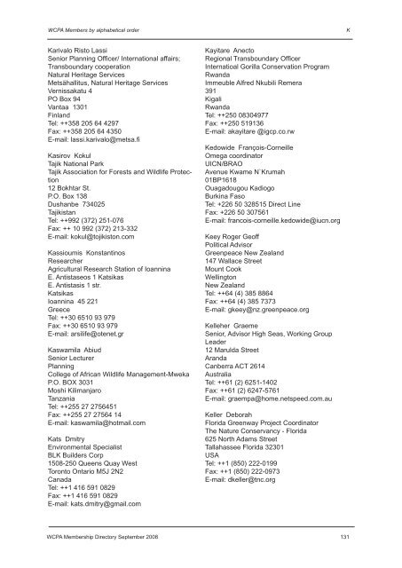 IUCN / WCPA Membership Directory