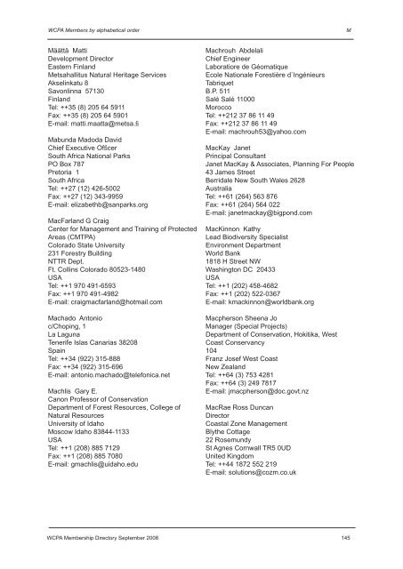 IUCN / WCPA Membership Directory