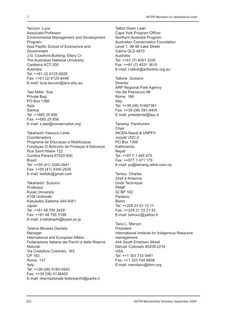 IUCN / WCPA Membership Directory