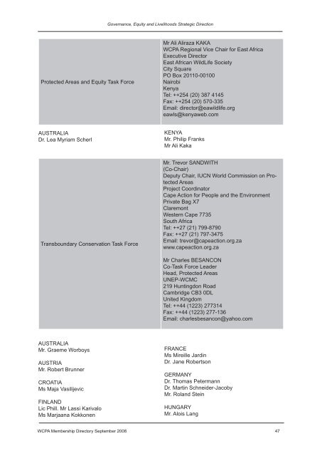 IUCN / WCPA Membership Directory