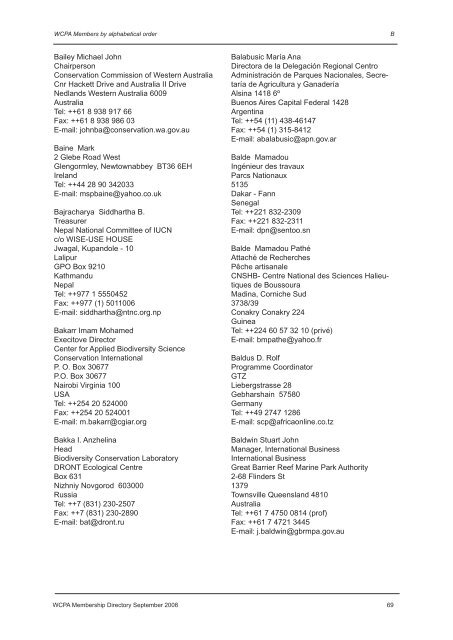 IUCN / WCPA Membership Directory