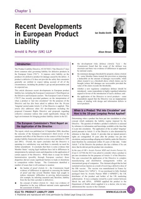Product Liability 2009 - Arnold & Porter LLP