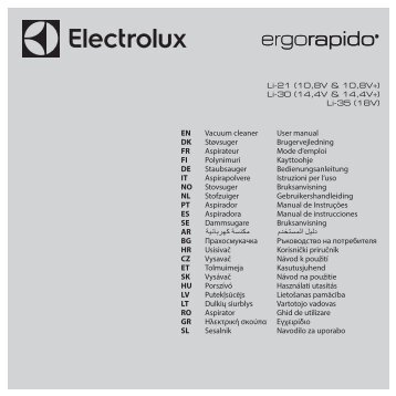 Electrolux Scopa ricaricabile Ergorapido 2in1 ZB3105 - IT Manuale d'uso in formato PDF (5081 Kb)