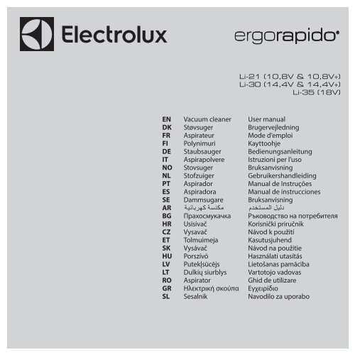 Electrolux Scopa ricaricabile Ergorapido 2in1 ZB3105 - IT Manuale d'uso in formato PDF (5081 Kb)