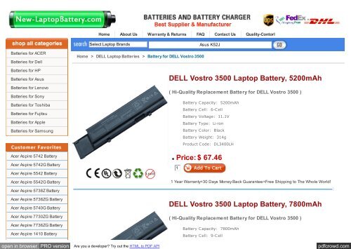 DELL Vostro 3500 Laptop Battery