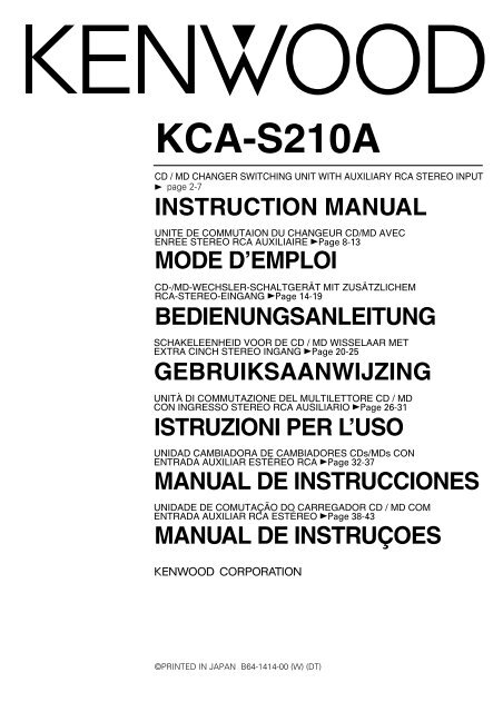 Kenwood KCA-S210A - Manuale d'Istruzioni KCA-S210A