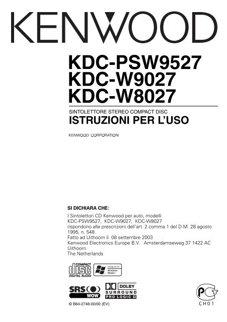 Kenwood KDC-PSW9527 - Manuale d'Istruzioni KDC-PSW9527