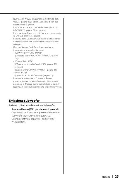 Kenwood KDC-PSW9527 - Manuale d'Istruzioni KDC-PSW9527
