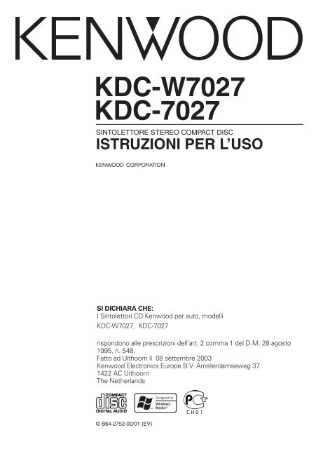Kenwood KDC-7027 - Manuale d'Istruzioni KDC-7027