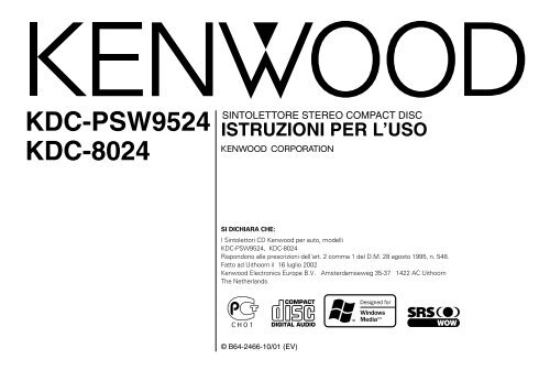 Kenwood KDC-8024 - Manuale d'Istruzioni KDC-8024