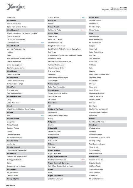 Karaoke-Katalog ... Alle Lieder