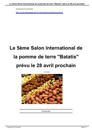 Le 5ème Salon international de la pomme de terre ''Batatis'' prévu le ...