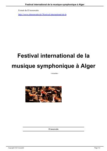 Festival international de la musique symphonique à Alger