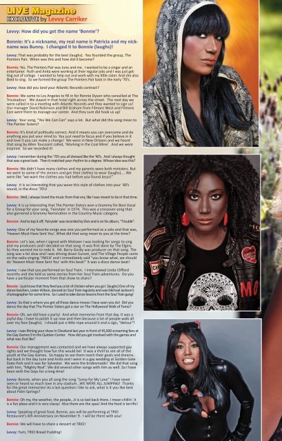 LIVE Magazine Interviews Bonnie Pointer