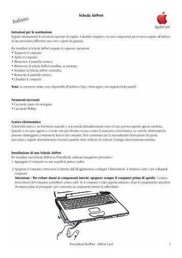 Apple PowerBook G3 (FireWire) - Scheda AirPort - Istruzioni per la sostituzione - PowerBook G3 (FireWire) - Scheda AirPort - Istruzioni per la sostituzione