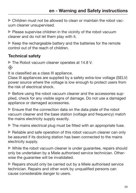 Miele Scout RX1 - SJQL0 - Istruzioni d'uso