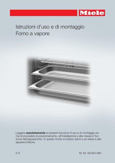 Miele DG 6200 - Istruzioni d'uso/Istruzioni di montaggio
